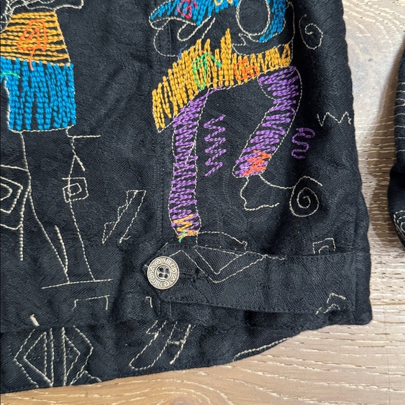 Chico’s Embroidered Boho Jacket Black Artistic Tribal Statement Piece size 0 - Picture 11 of 11